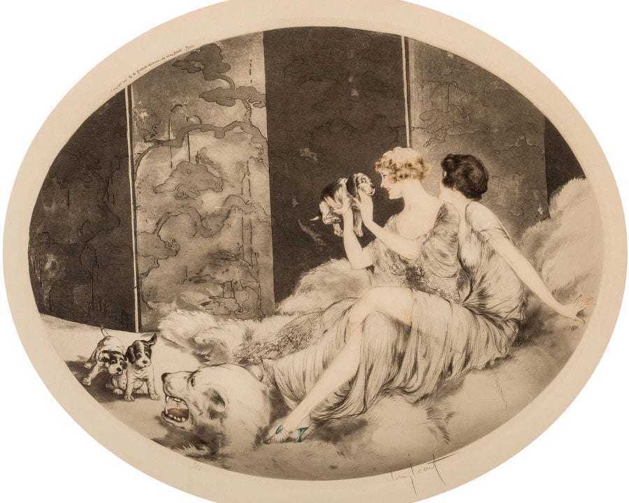 Petit Chiens 1925 By Louis Icart Fine Art Print