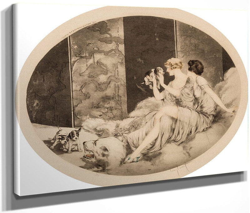 Petit Chiens 1925 By Louis Icart Fine Art Print