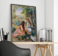Picking Flowers In The Meadow Painting Auguste Renoir Canvas Art Fine Art Print