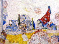 Pierrot And Skeleton In A Yellow Robe By James Ensor Fine Art Print