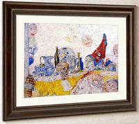 Pierrot And Skeleton In A Yellow Robe By James Ensor Fine Art Print