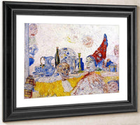 Pierrot And Skeleton In A Yellow Robe By James Ensor Fine Art Print