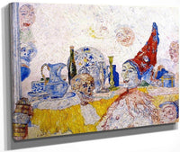 Pierrot And Skeleton In A Yellow Robe By James Ensor Fine Art Print
