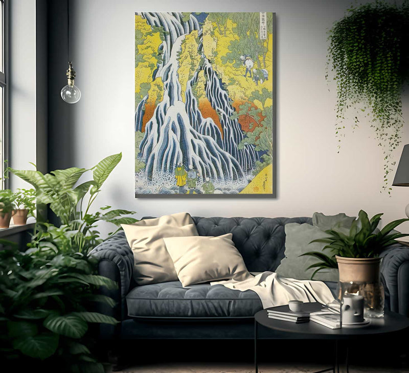 Pilgrims At Kirifuri Waterfall In Shimotsuke Province By Hokusai Fine Art Print