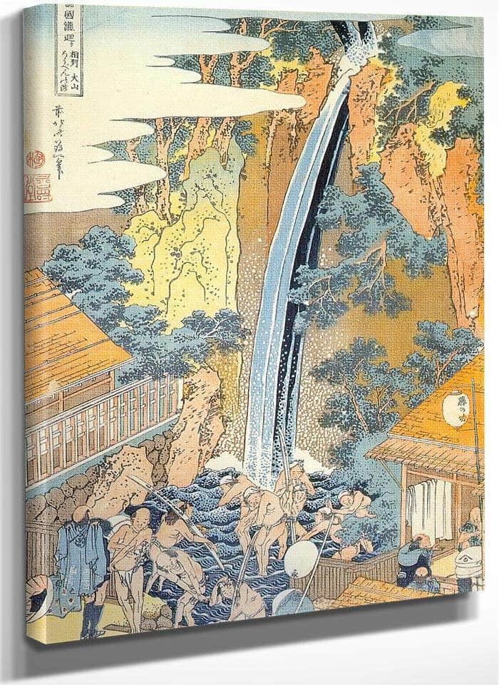 Pilgrims Bathing In Roben Waterfall By Hokusai Fine Art Print