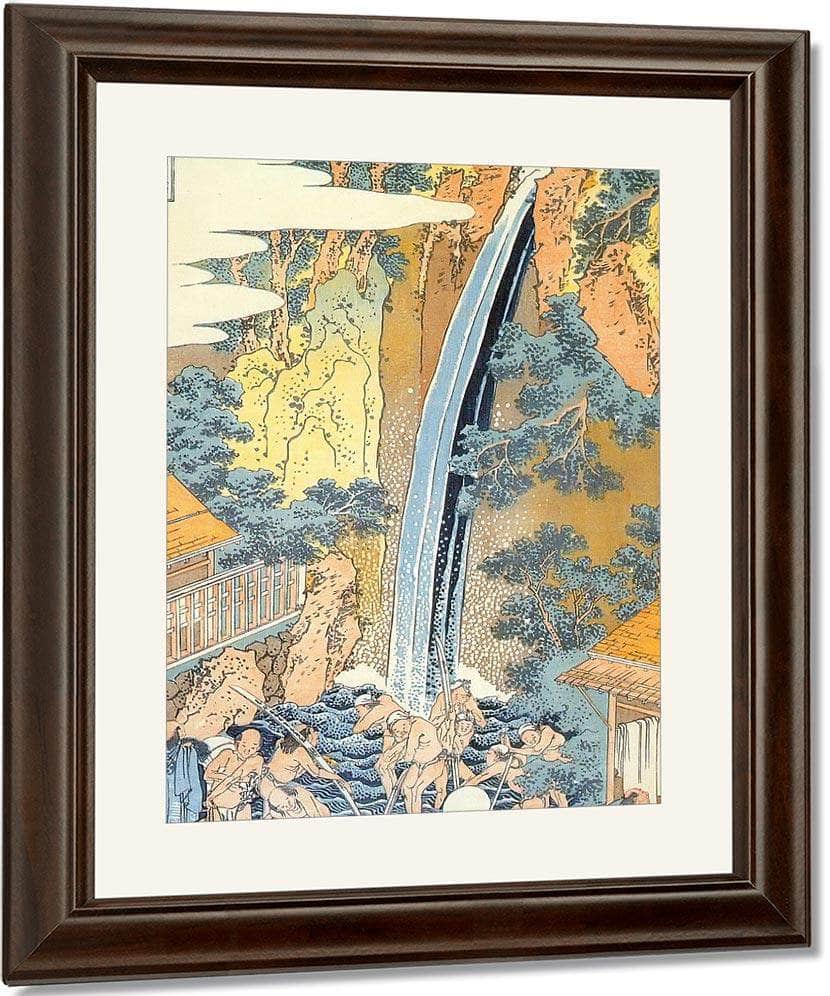 Pilgrims Bathing In Roben Waterfall By Hokusai Fine Art Print