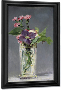 Pinks And Clematis In A Crystal Vase By Edouard Manet Fine Art Print