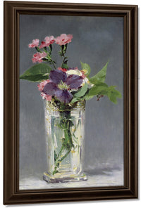 Pinks And Clematis In A Crystal Vase By Edouard Manet Fine Art Print