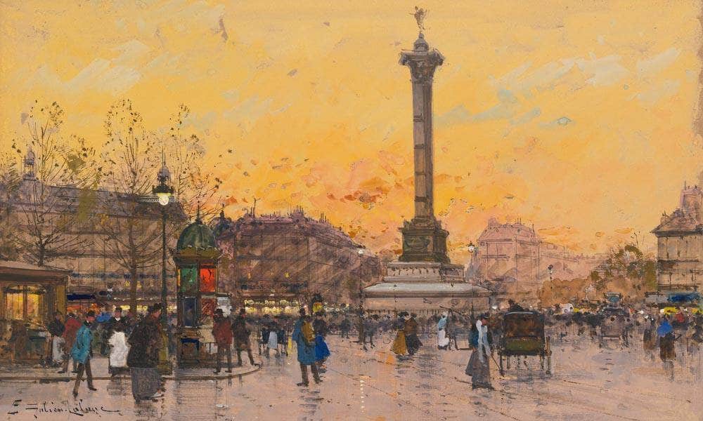 Place De La Bastille By Eugene Galien Laloue Fine Art Print