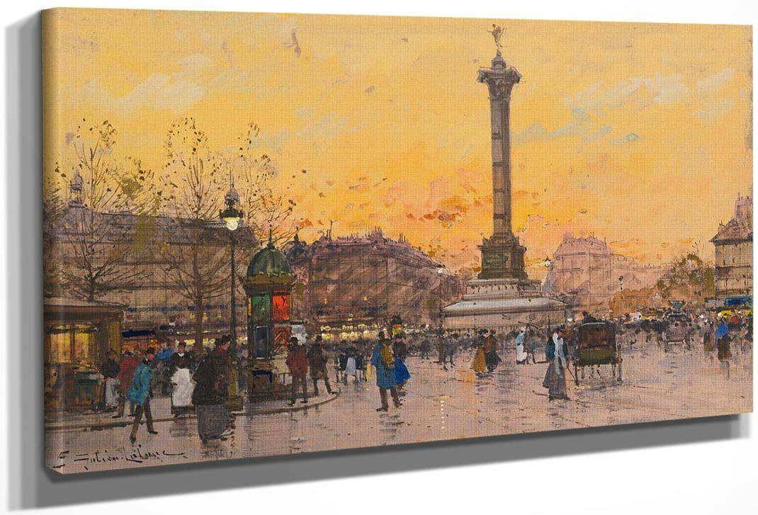 Place De La Bastille By Eugene Galien Laloue Fine Art Print