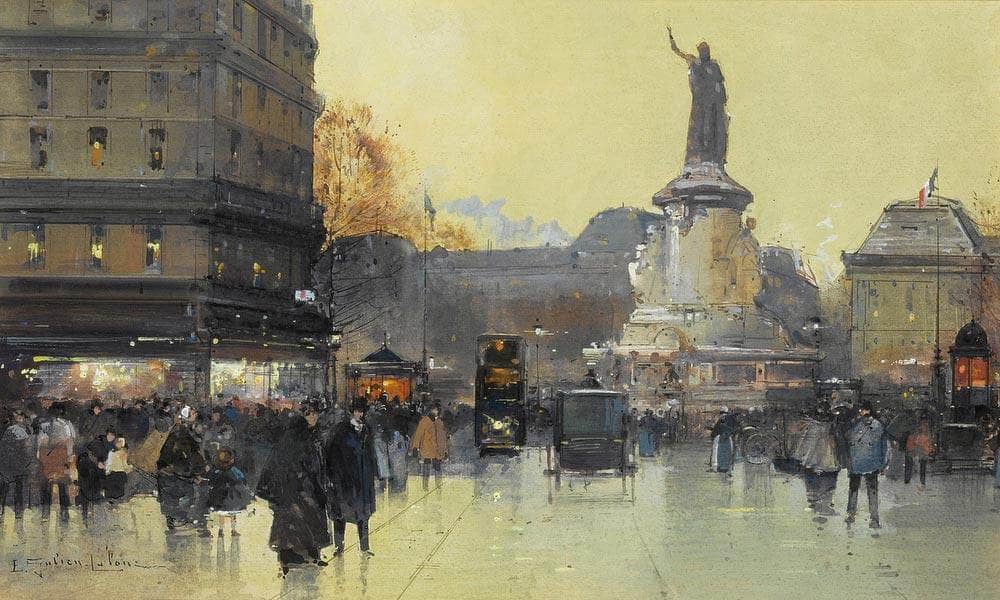 Place De La Republique Paris By Eugene Galien Laloue Fine Art Print