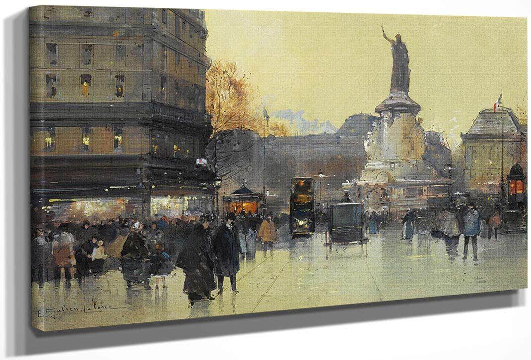 Place De La Republique Paris By Eugene Galien Laloue Fine Art Print