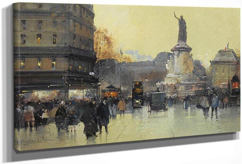 Place De La Republique Paris By Eugene Galien Laloue Fine Art Print