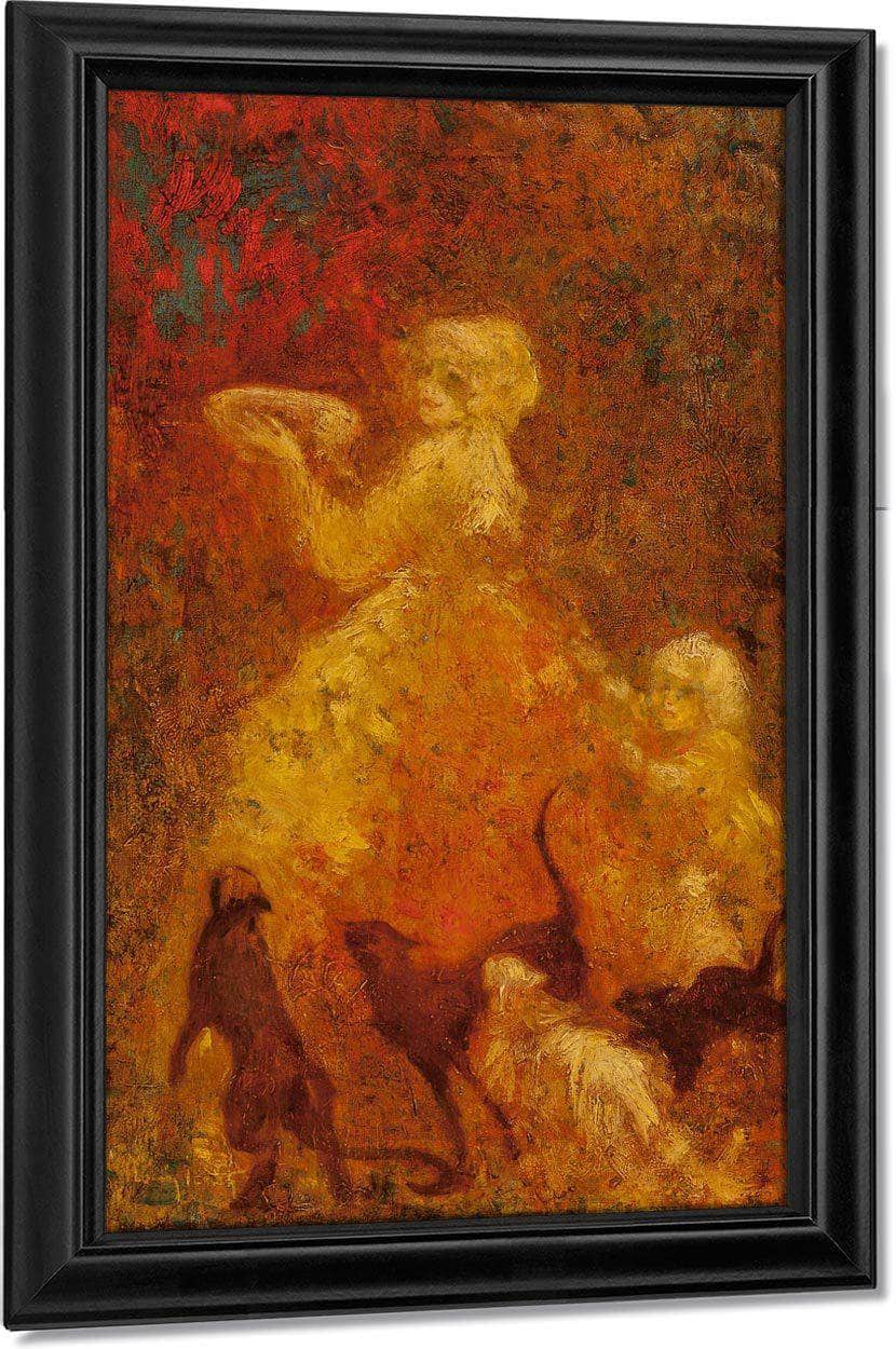 Plate Of Milk Circa 1920 By Louis Icart Fine Art Print