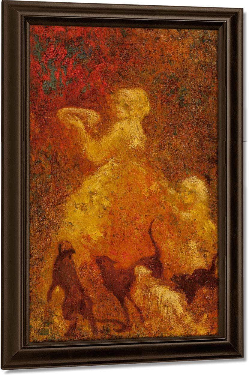 Plate Of Milk Circa 1920 By Louis Icart Fine Art Print