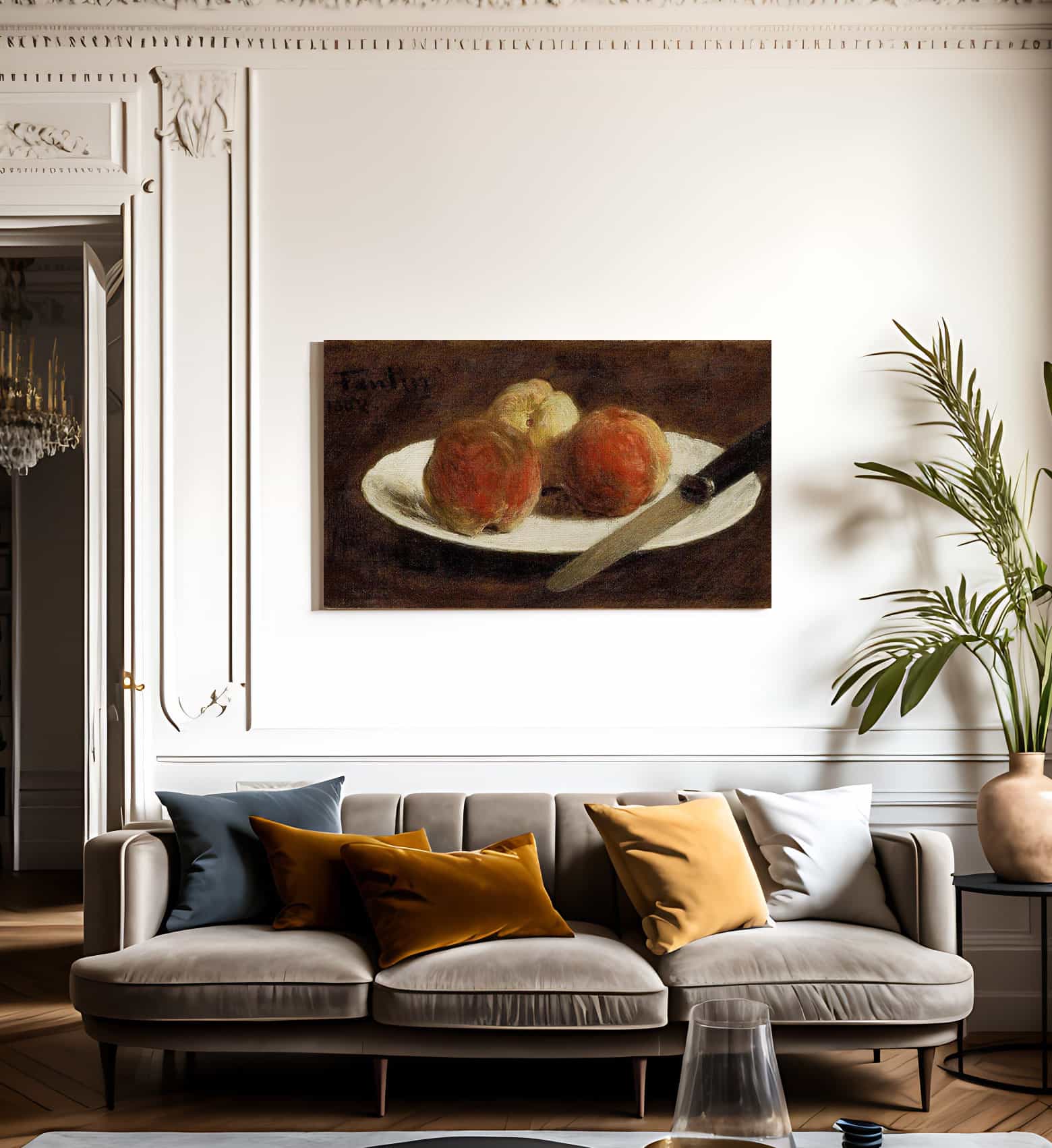 Plate Of Peaches By Henri Fantin Latour Fine Art Print