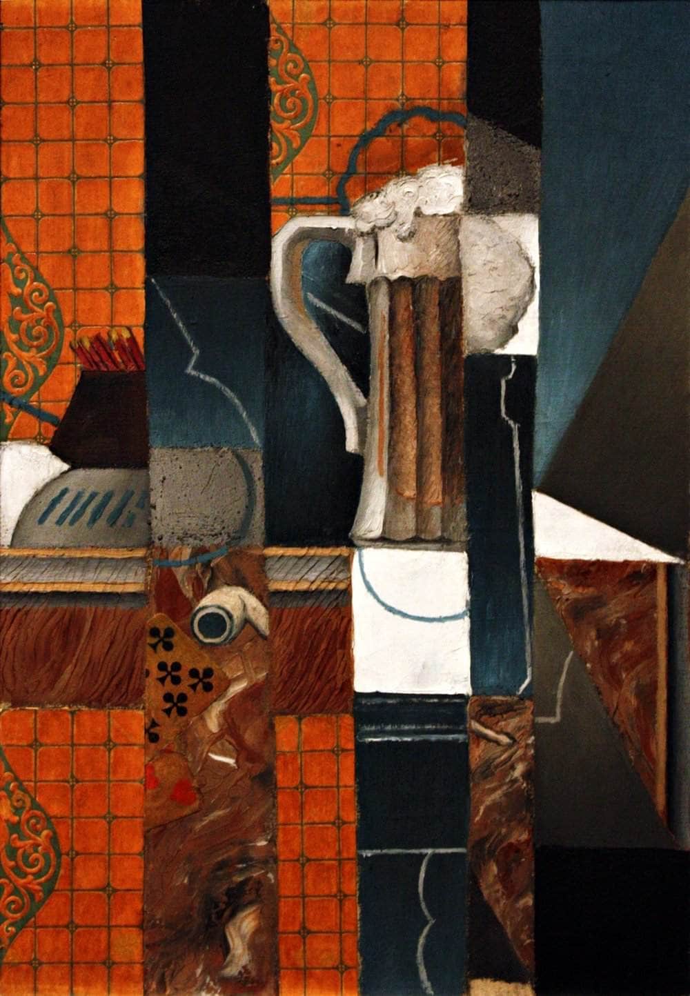 Playing Cards And Glass Of Beer Painting Juan Gris Canvas Art Fine Art Print
