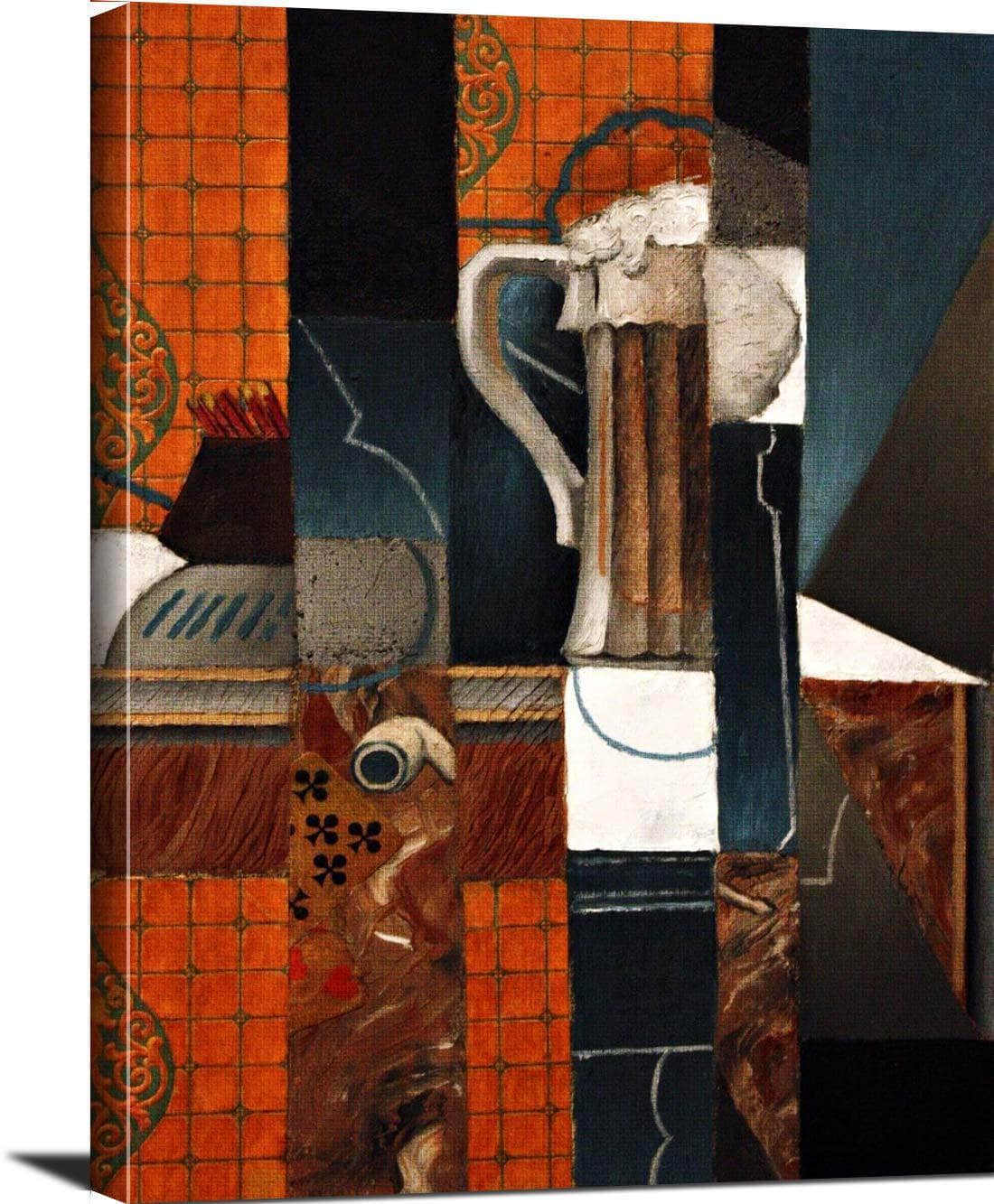 Playing Cards And Glass Of Beer Painting Juan Gris Canvas Art Fine Art Print