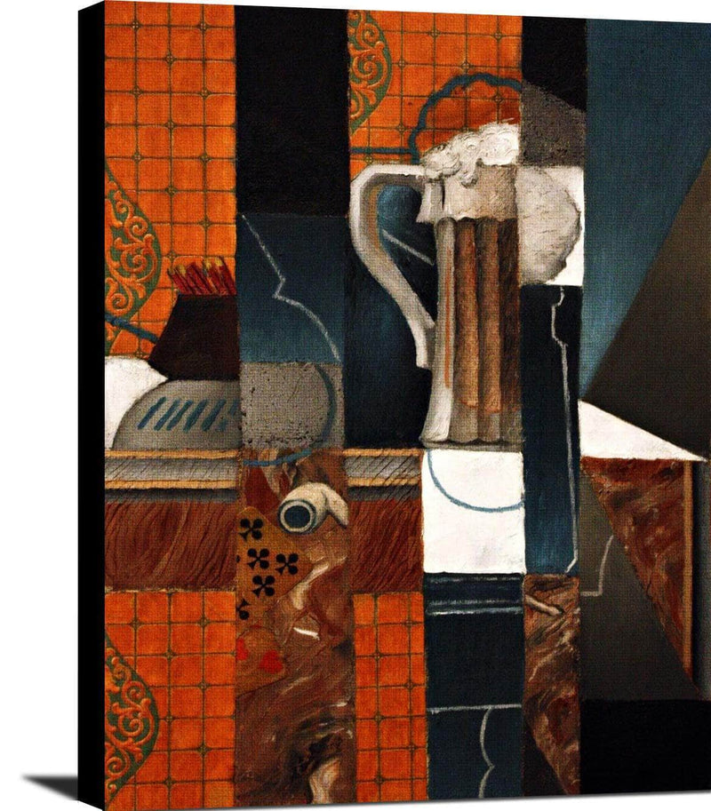 Playing Cards And Glass Of Beer Painting Juan Gris Canvas Art Fine Art Print
