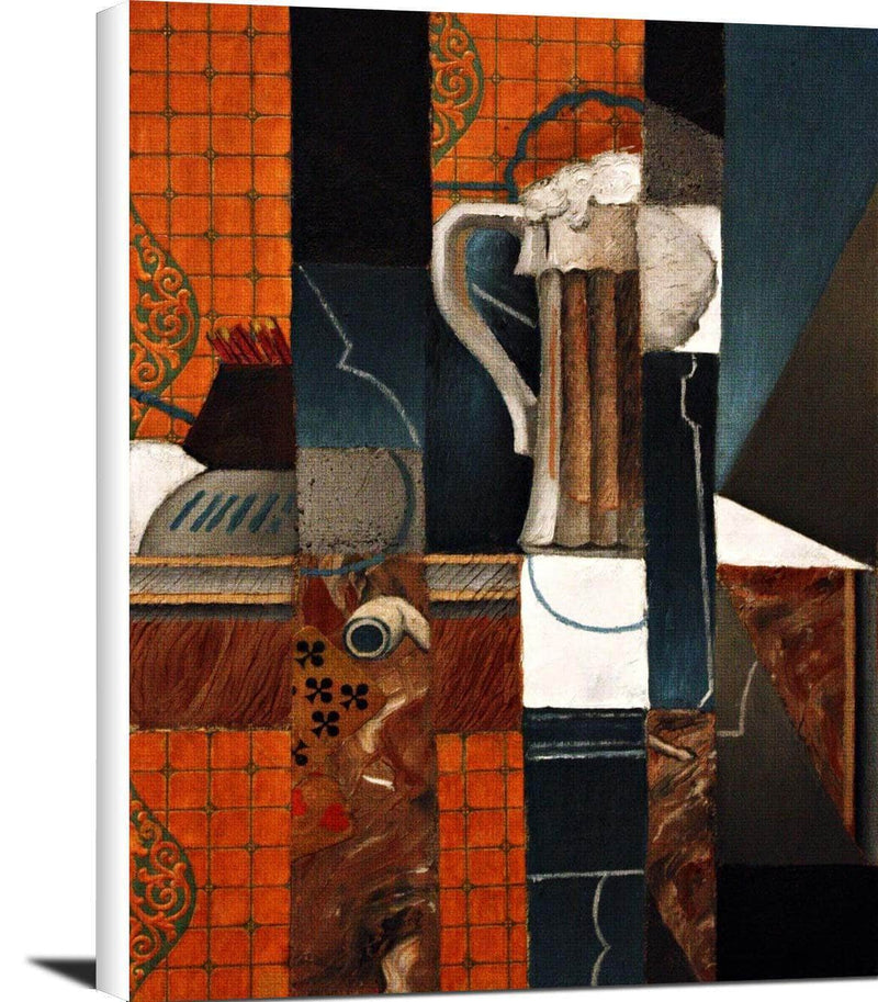 Playing Cards And Glass Of Beer Painting Juan Gris Canvas Art Fine Art Print