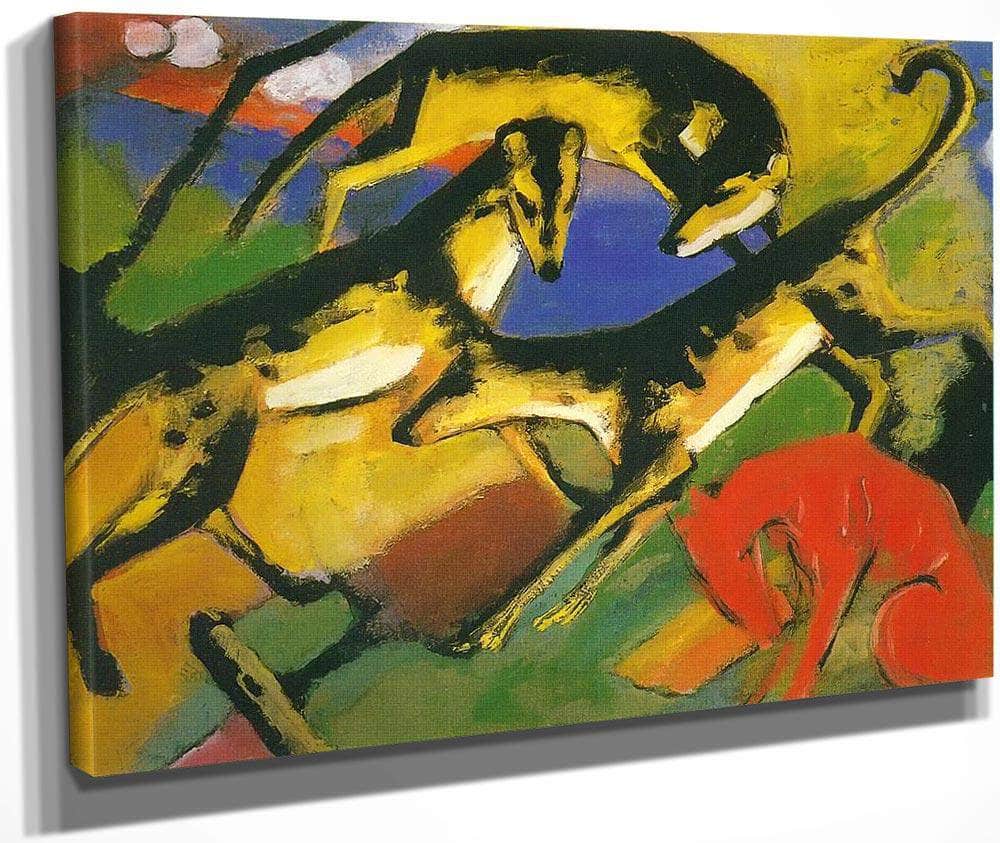 Playing Dogs By Franz Marc Fine Art Print