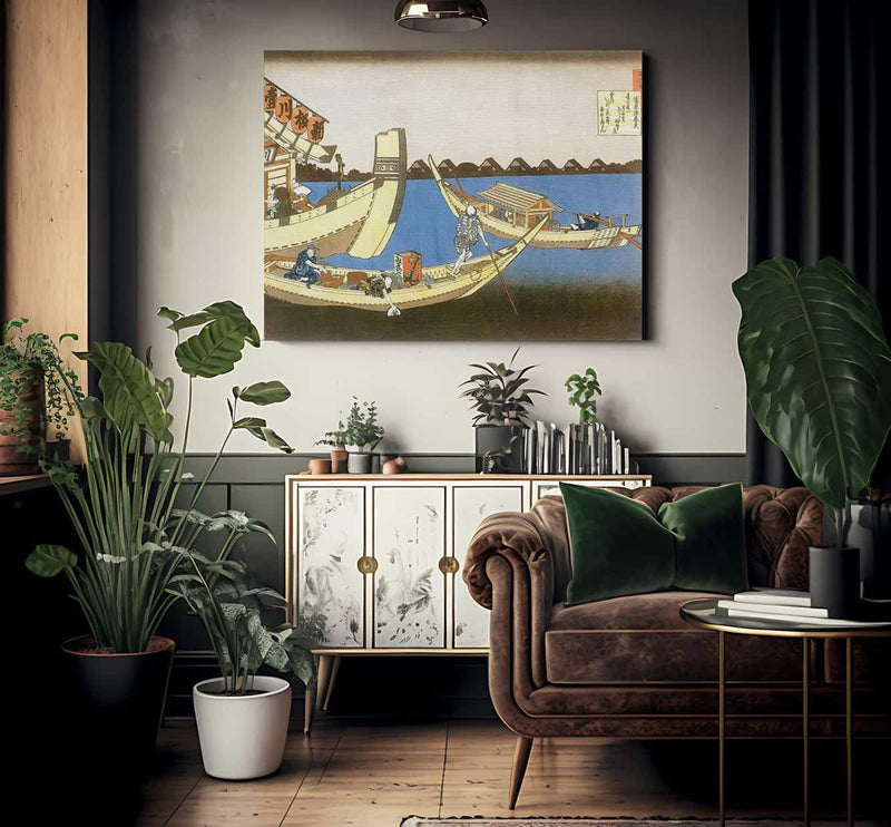Pleasure Boats On Sumida River By Hokusai Fine Art Print