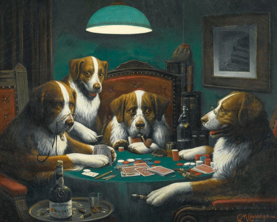 Poker Game By Cassius Coolidge Fine Art Print