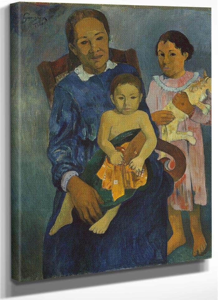 Polynesian Woman With Children By Paul Gauguin Fine Art Print