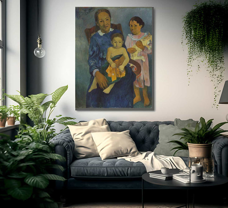 Polynesian Woman With Children By Paul Gauguin Fine Art Print