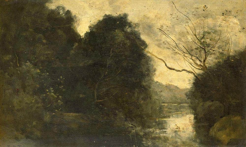 Pond In The Woods  By Camille Corot Fine Art Print