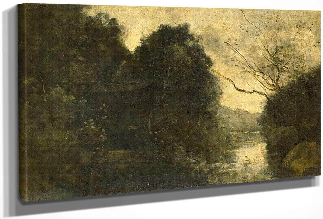 Pond In The Woods  By Camille Corot Fine Art Print