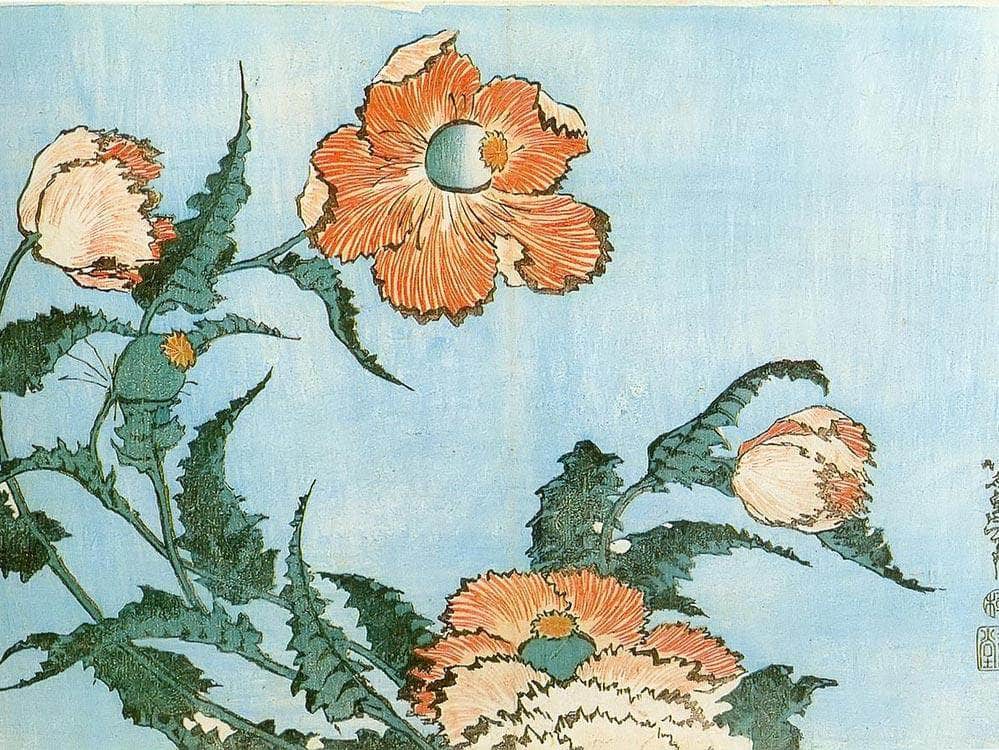 Poppies By Hokusai Fine Art Print