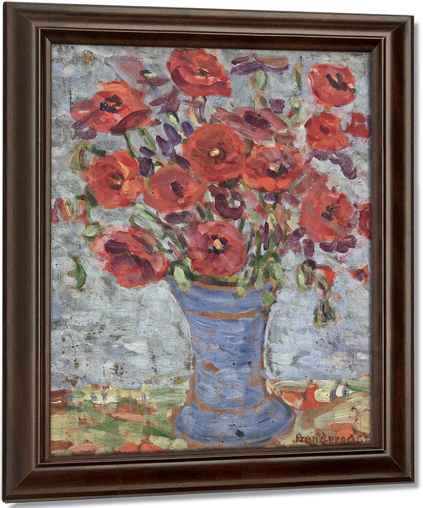 Poppies In A Blue Vase By Maurice Brazil Prendergast Fine Art Print