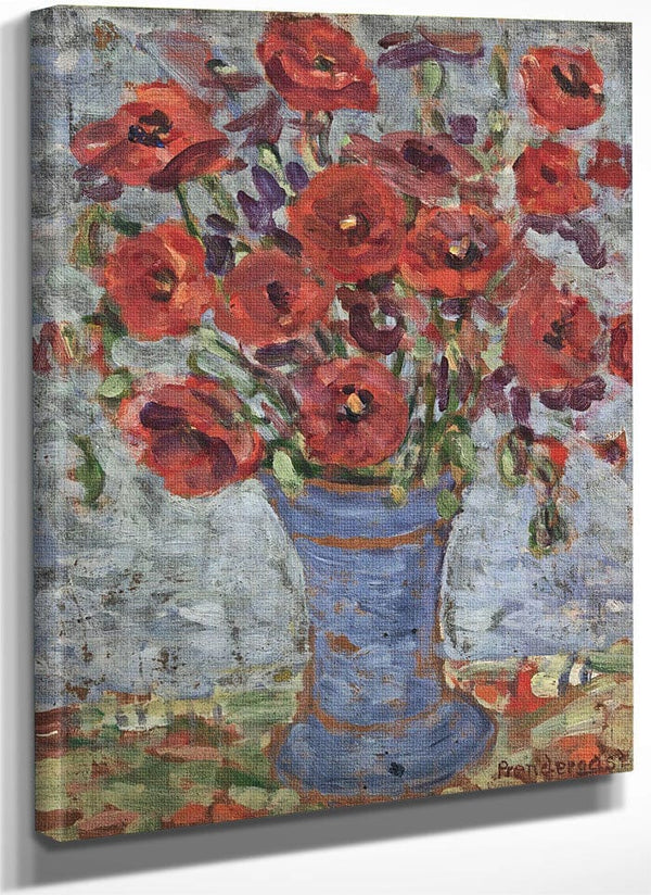 Poppies In A Blue Vase By Maurice Brazil Prendergast Fine Art Print