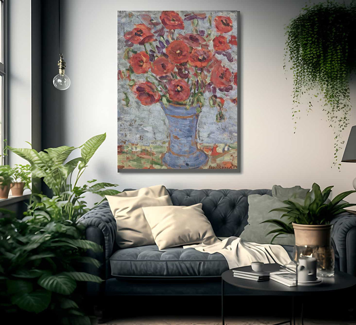 Poppies In A Blue Vase By Maurice Brazil Prendergast Fine Art Print