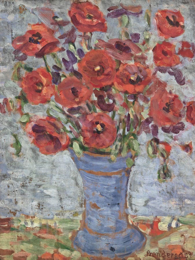 Poppies In A Blue Vase By Maurice Brazil Prendergast Fine Art Print