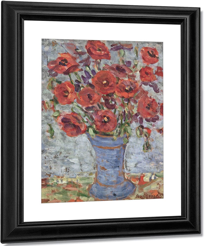 Poppies In A Blue Vase By Maurice Brazil Prendergast Fine Art Print