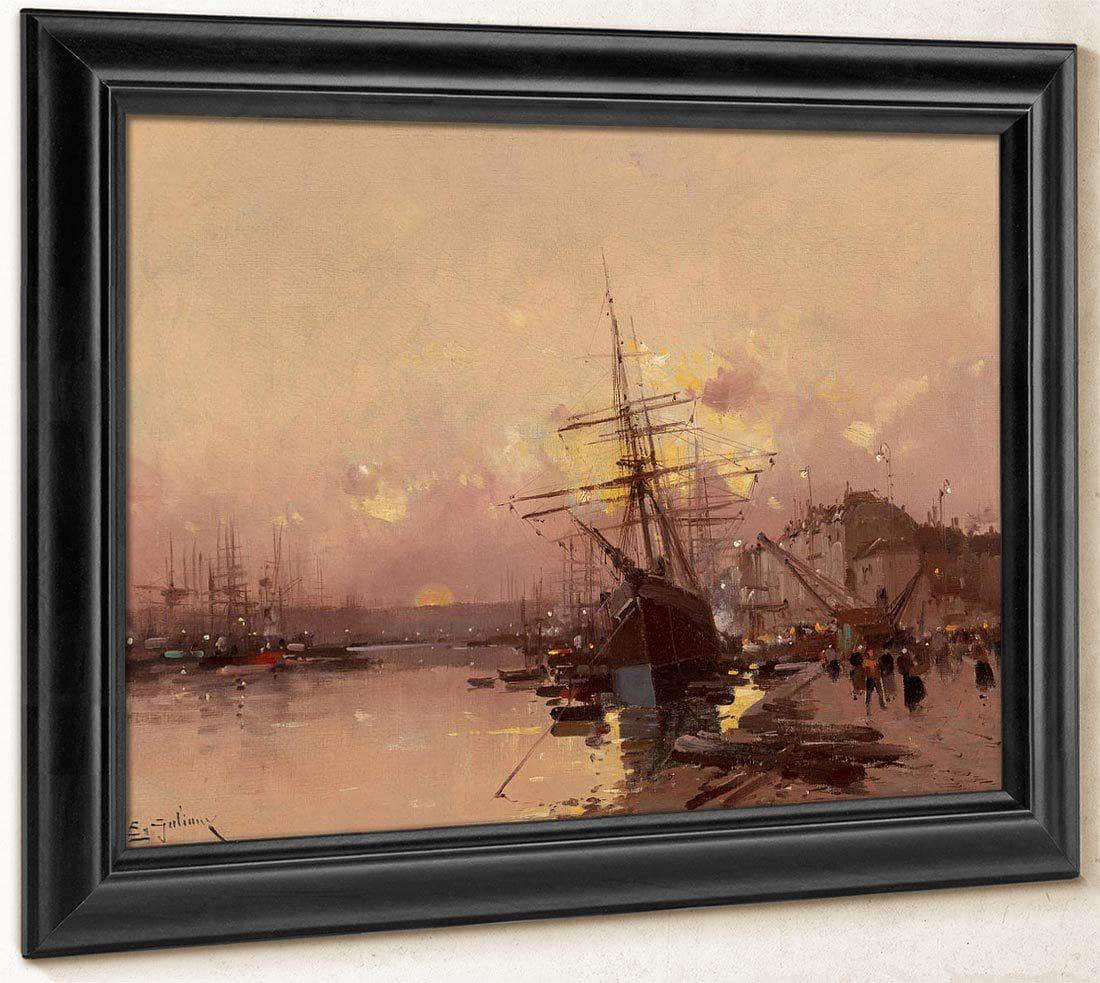 Port Breton Au Crepuscule By Eugene Galien Laloue Fine Art Print