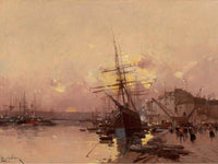 Port Breton Au Crepuscule By Eugene Galien Laloue Fine Art Print
