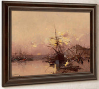 Port Breton Au Crepuscule By Eugene Galien Laloue Fine Art Print