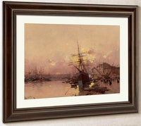 Port Breton Au Crepuscule By Eugene Galien Laloue Fine Art Print