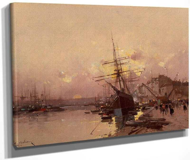 Port Breton Au Crepuscule By Eugene Galien Laloue Fine Art Print