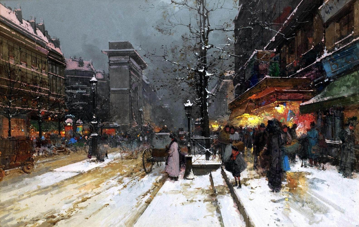 Porte Saint Denis, Paris Painting Eugene Galien Laloue Canvas Art Fine Art Print