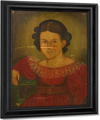 Portrait Of A Charming Young Girl In A Red Dress With Flounced Collar And Jeweled Pin By John Trumbull Fine Art Print