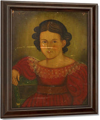 Portrait Of A Charming Young Girl In A Red Dress With Flounced Collar And Jeweled Pin By John Trumbull Fine Art Print