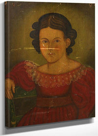 Portrait Of A Charming Young Girl In A Red Dress With Flounced Collar And Jeweled Pin By John Trumbull Fine Art Print