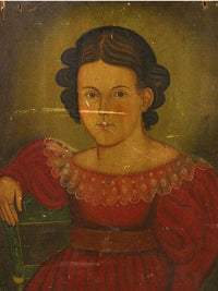 Portrait Of A Charming Young Girl In A Red Dress With Flounced Collar And Jeweled Pin By John Trumbull Fine Art Print