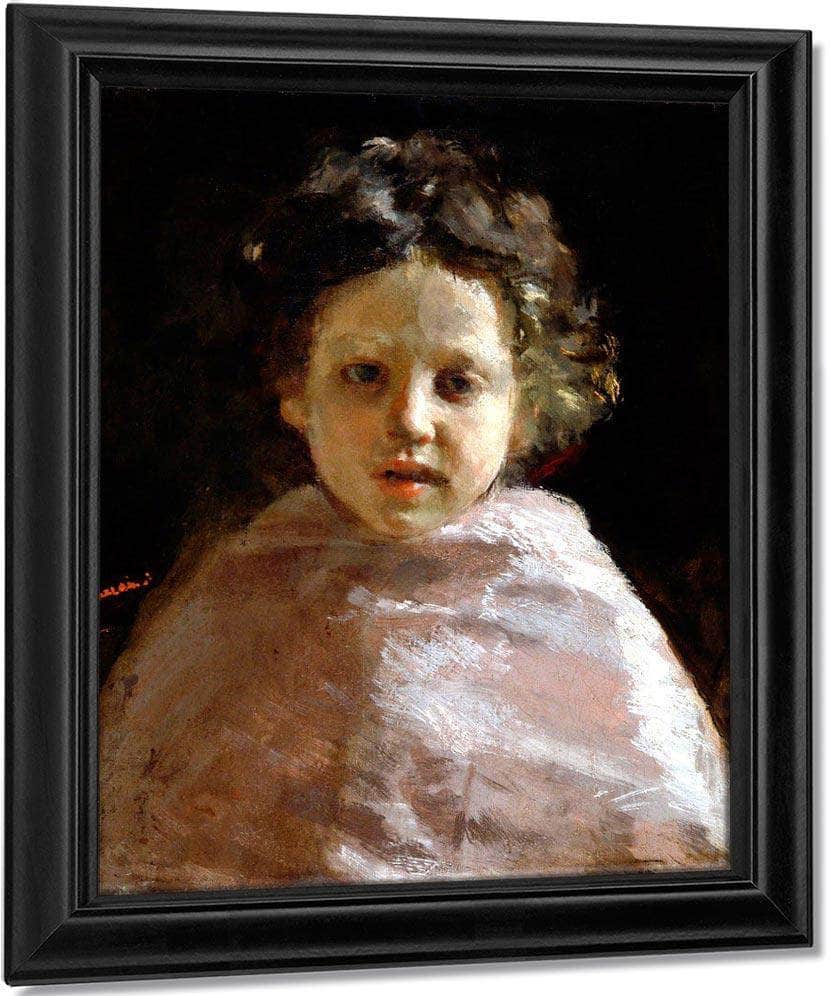Portrait Of A Child By Antonio Mancini Fine Art Print