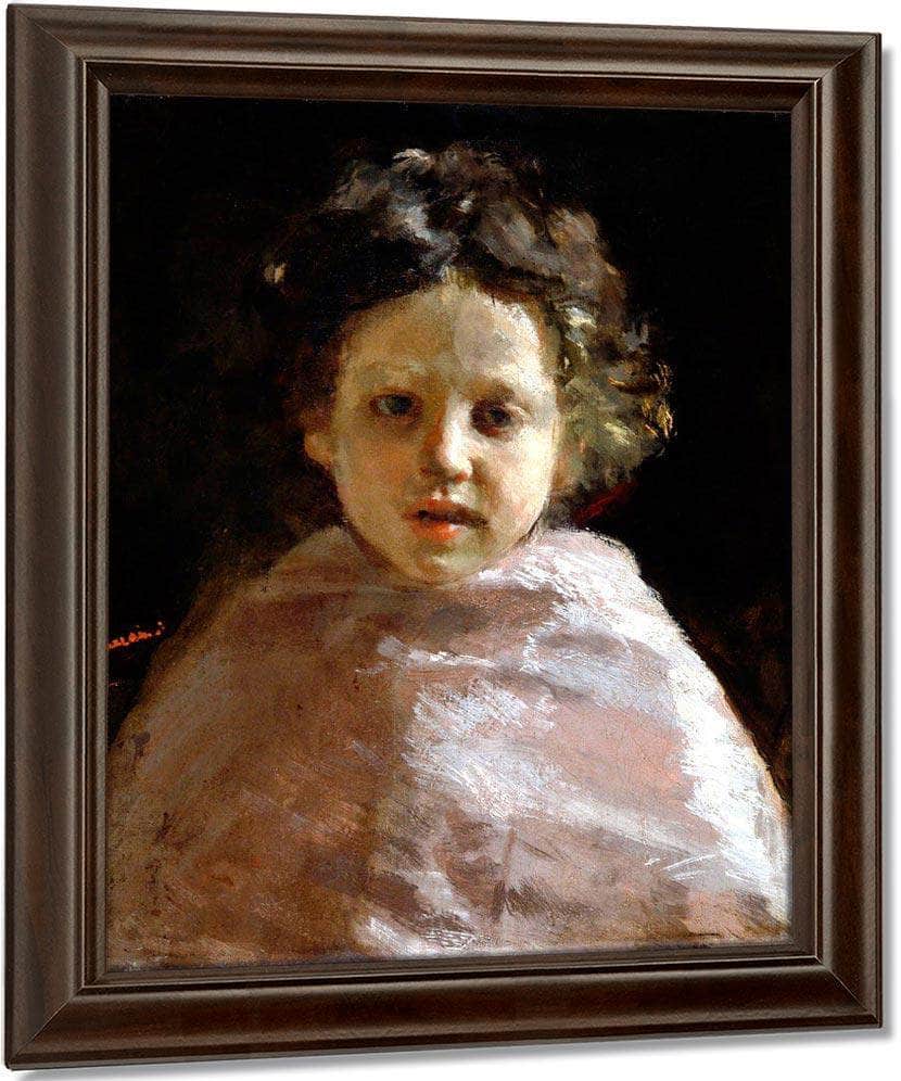 Portrait Of A Child By Antonio Mancini Fine Art Print
