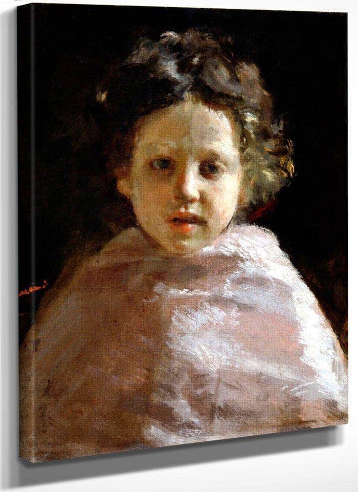 Portrait Of A Child By Antonio Mancini Fine Art Print